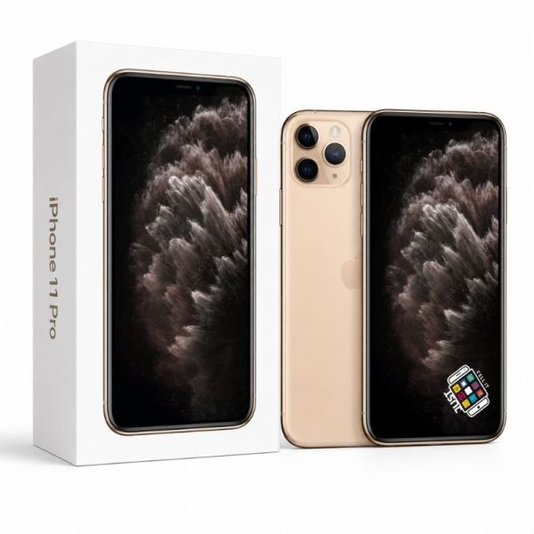 Apple iPhone 11 Pro smartphone in gold with retail box