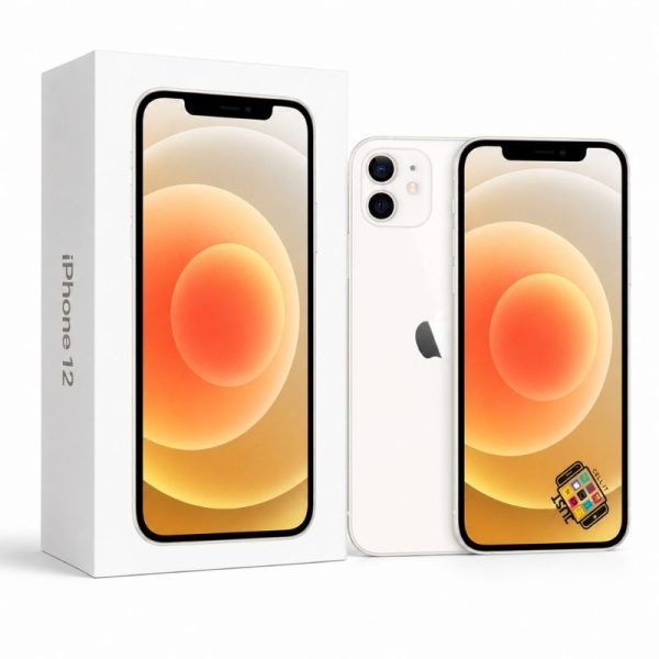 Apple iPhone 12 smartphone in orange with retail box