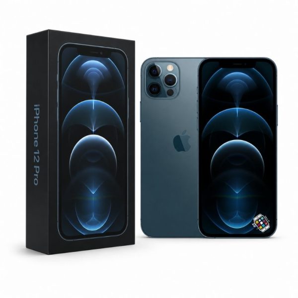 Apple iPhone 12 Pro smartphone in blue with retail box