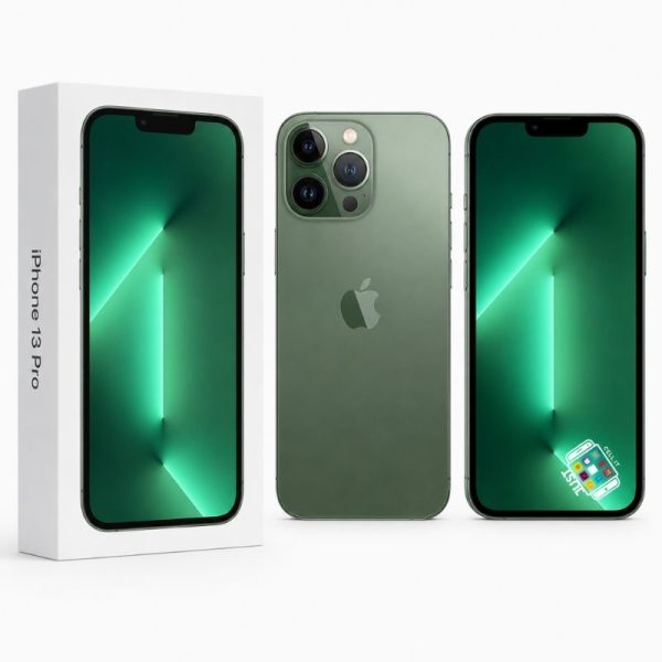 Apple iPhone 13 Pro smartphone in green with retail box