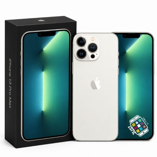 Apple iPhone 13 Pro Max smartphone in green with retail box