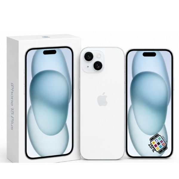 Apple iPhone 15 Plus smartphone in light blue with box