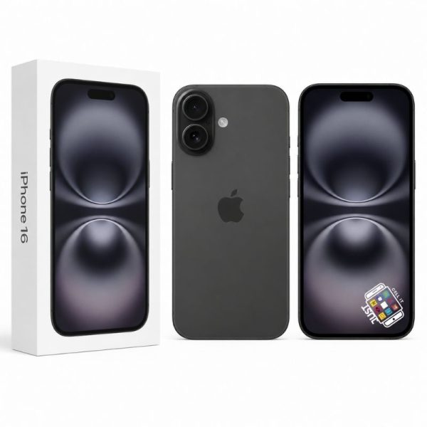 Apple iPhone 16 smartphone in black with retail box