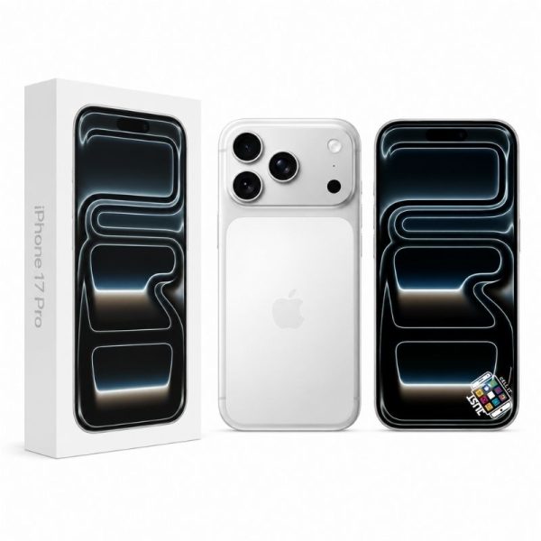 Apple iPhone 17 Pro smartphone in white with retail box
